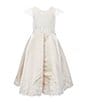 Color:Taupe - Image 1 - Little Girls 4-6X Illusion Lace/Satin A-Line Dress