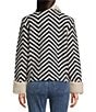Charlie B. Boucle Chevron Collared Long Sleeve Sherpa Trim Jacket, Color:Marine Navy - Image 4