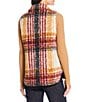 Charlie B. Boucle Knit Plaid Point Collar Sleeveless Vest, Color:Cabernet - Image 2