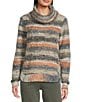 Charlie B. Wool Blend Cable Knit Striped Cowl Neck Long Sleeve Sweater, Color:Autumn - Image 1