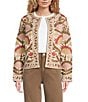 Charlie B. Collarless Long Sleeve Embroidered Open Front Jacket, Color:Ceremony - Image 1
