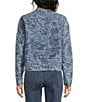 Charlie B. Denim Embroidered Round Neck Long Sleeve Bomber Jacket - Image 2