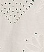 Charlie B. Eyelet Embriodered V-Neck Short Sleeve Scalloped Hem Tie Front Blouse, Color:White - Image 4