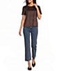 Charlie B. Faux Suede Crew Neck Short Sleeve Top - Image 3