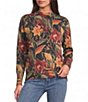 Charlie B. Floral Print Crew Neck Long Sleeve Sweater Top - Image 1
