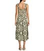 Charlie B. Floral Print Square Neck Shirring Sleeveless Midi A-Line Dress, Color:Celadon - Image 2