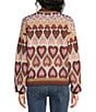 Charlie B. Jacquard Heart Pattern Mock Neck Long Sleeve Sweater - Image 2