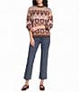 Charlie B. Jacquard Heart Pattern Mock Neck Long Sleeve Sweater - Image 3