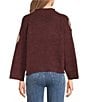 Charlie B. Knit Heart Pattern Mock Neck Long Sleeve Sweater - Image 2