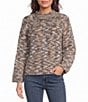 Charlie B. Knit Space Dye Mock Neck Long Sleeve Sweater - Image 1