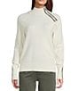 Charlie B. Knit Turtleneck Long Sleeve Heart Stitch Sweater, Color:Cru Ecru - Image 1