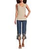 Charlie B. Lurex Knit Metallic V-Neck Sleeveless Cami, Color:Gold - Image 3