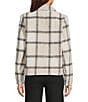 Charlie B. Plaid Lurex Knit Wool Blend Notch Collar Long Sleeve Coat, Color:Beige - Image 3