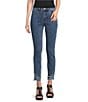 Charlie B. Stretch Denim 5 Pocket Frayed Hem Jeans, Color:Medium Blue - Image 1