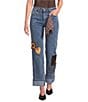 Charlie B. Stretch Denim Patchwork Mid Rise Ankle Jeans - Image 1
