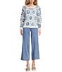 Charlie B. Stretch Denim Scalloped Ankle Length Wide Leg Jeans - Image 3