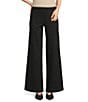Charlie B. Stretch Ponte Wide Leg Pull On Pants, Color:Noir Back - Image 1