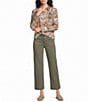 Charlie B. Stretch Twill Mid Rise Flat Front Patch Pocket Wide Leg Cropped Pants - Image 3