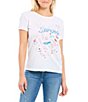 Color:White - Image 1 - Palm Springs Jewel Neck Short Sleeve Woven Graphic Tee