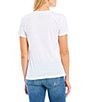 Color:White - Image 2 - Palm Springs Jewel Neck Short Sleeve Woven Graphic Tee
