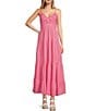 Color:Flamingo Pink - Image 1 - Alyssa Sweetheart Neckline Sleeveless Cotton Slub Maxi Dress