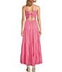 Color:Flamingo Pink - Image 2 - Alyssa Sweetheart Neckline Sleeveless Cotton Slub Maxi Dress