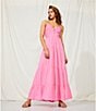Color:Flamingo Pink - Image 4 - Alyssa Sweetheart Neckline Sleeveless Cotton Slub Maxi Dress