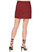 Color:Sienna Red - Image 2 - Asymmetrical Hem Pocketed Suede Denim Mini Skirt