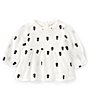 Color:White - Image 1 - Baby Girls 3-24 Months Long Sleeve Dot Woven Round Neck Top