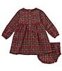 Color:Red - Image 3 - Baby Girls 3-24 Months Long Sleeve Plaid Babydoll Dress