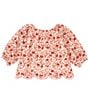 Color:Red - Image 2 - Baby Girls 3-24 Months Long Sleeve Round Neck Printed Woven Top