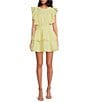 Color:Butter - Image 1 - Bekah Cotton Lace Crew Neck Short Sleeve A-Line Dress