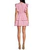 Color:Pop Pink - Image 2 - Bekah Cotton Lace Crew Neck Short Sleeve A-Line Dress
