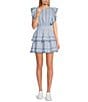 Color:Soft Chambray - Image 1 - Bekah Cotton Lace Crew Neck Short Sleeve A-Line Dress