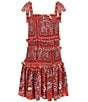 Chelsea & Violet Big Girls Bandana Print Sleeveless Drop Waist Dress, Color:Lava Red - Image 1