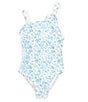 Color:Sky - Image 1 - Big Girls 7-16 Bow One Shoulder One-Piece Swimsuit