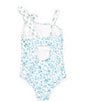 Color:Sky - Image 2 - Big Girls 7-16 Bow One Shoulder One-Piece Swimsuit