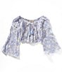 Chelsea & Violet Big Girls 7-16 Daisy Long Sleeve Top, Color:Cool Indigo/Multi - Image 1
