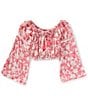 Chelsea & Violet Big Girls 7-16 Daisy Long Sleeve Top, Color:Vintage Pink/Multi - Image 1