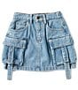 Chelsea & Violet Big Girls 7-16 Denim Cargo Mini Skirt, Color:Medium Blue - Image 1