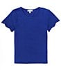 Color:Pacific Blue - Image 1 - Big Girls 7-16 Embroidered Short Sleeve Top