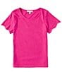 Color:Fuchsia - Image 1 - Big Girls 7-16 Embroidered Short Sleeve Top