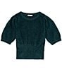 Color:Dark Green - Image 1 - Big Girls 7-16 Short Sleeve Eyelash Sweater