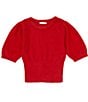 Color:Red Tango - Image 1 - Big Girls 7-16 Short Sleeve Eyelash Sweater