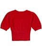 Color:Red Tango - Image 2 - Big Girls 7-16 Short Sleeve Eyelash Sweater