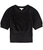 Color:Black - Image 1 - Big Girls 7-16 Short Sleeve Eyelash Sweater