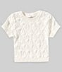 Chelsea & Violet Big Girls Floral Seamless T-Shirt, Color:Off White - Image 1