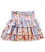 Chelsea & Violet Big Girls Floral Smocked Tiered Ruffle Skirt, Color:Cool Indigo/Multi - Image 1