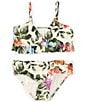 Color:Cabbage Rose - Image 1 - Big Girls 7-16 Flounce Bralette Two-Piece Swimsuit