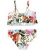 Color:Cabbage Rose - Image 2 - Big Girls 7-16 Flounce Bralette Two-Piece Swimsuit